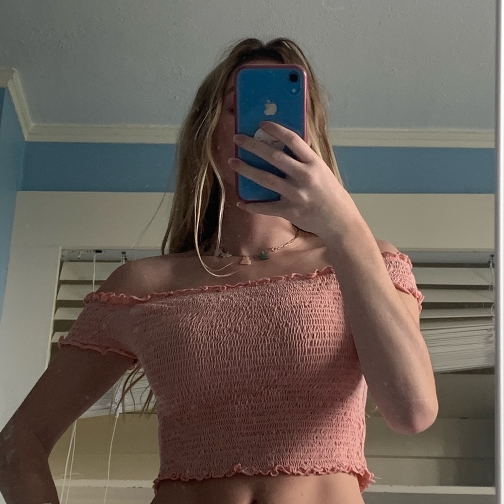 Off the shoulder pink top